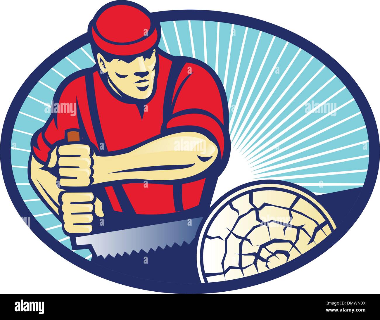 Lumberjack Sawyer With Cross-cut Saw Stock Vector