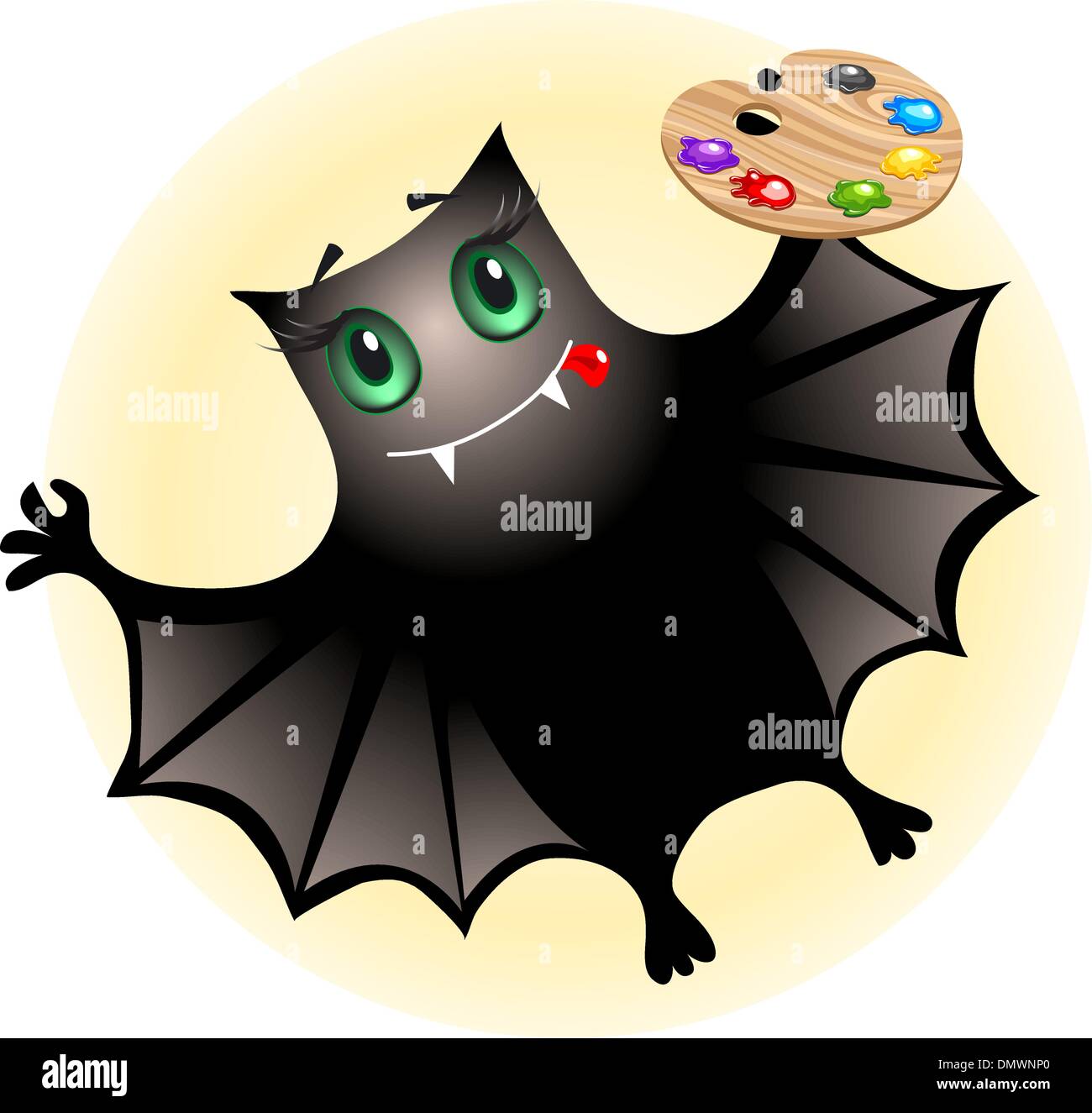 Cute bat artist Stock Vector