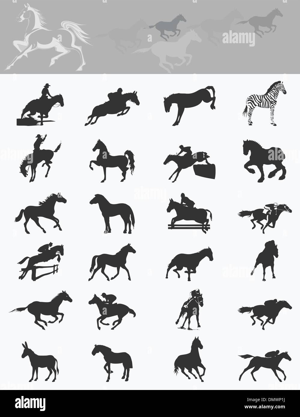 Collection of horses4 Stock Vector