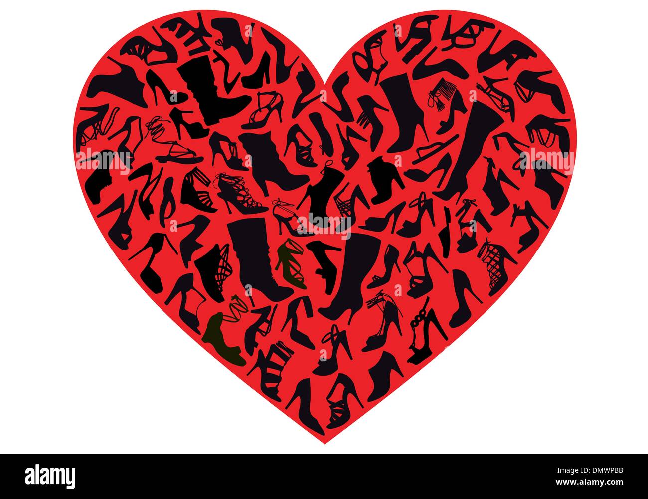 red shoe heart, vector Stock Vector