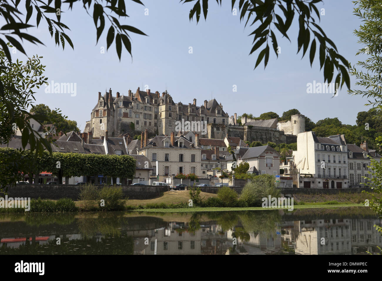 View of the Chateau Saint-Aignan from across the river looking towards the town Stock Photo
