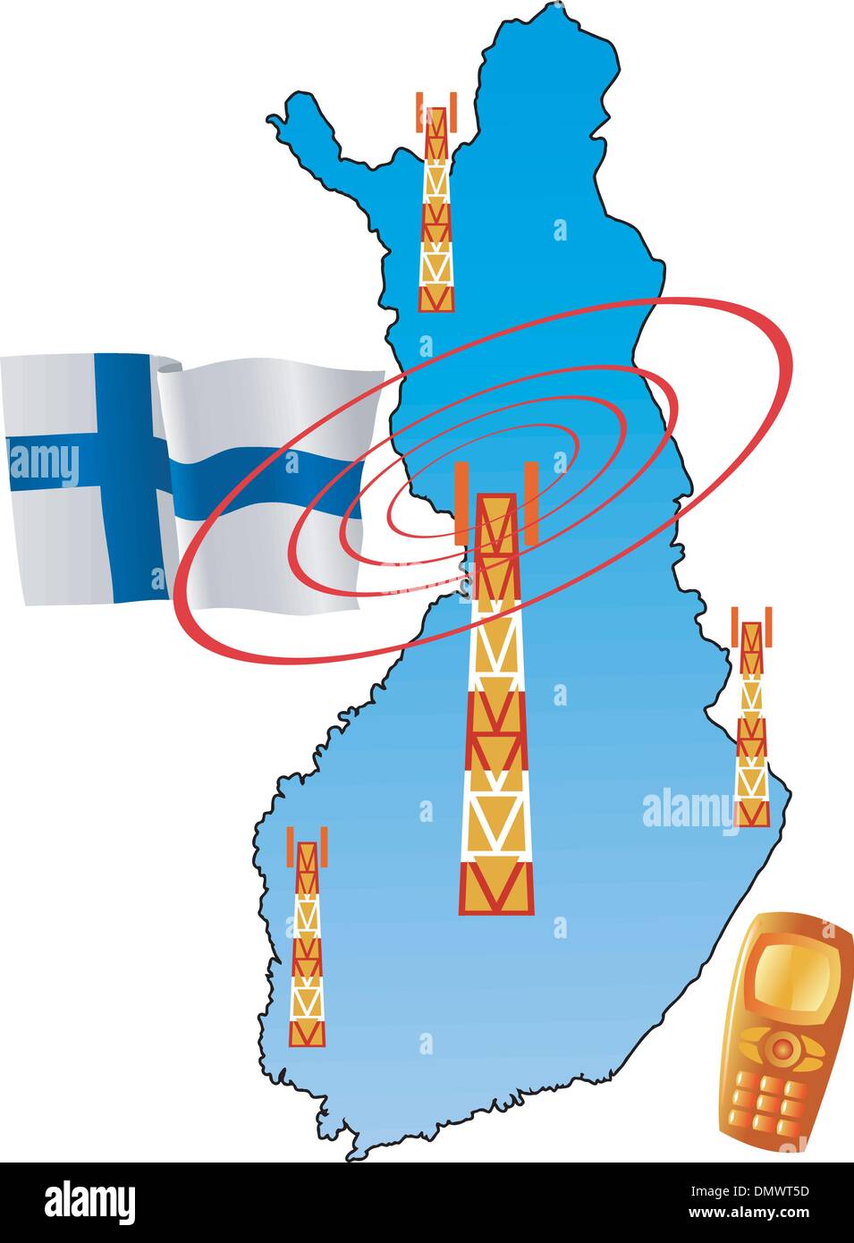 mobile connection of Finland Stock Vector