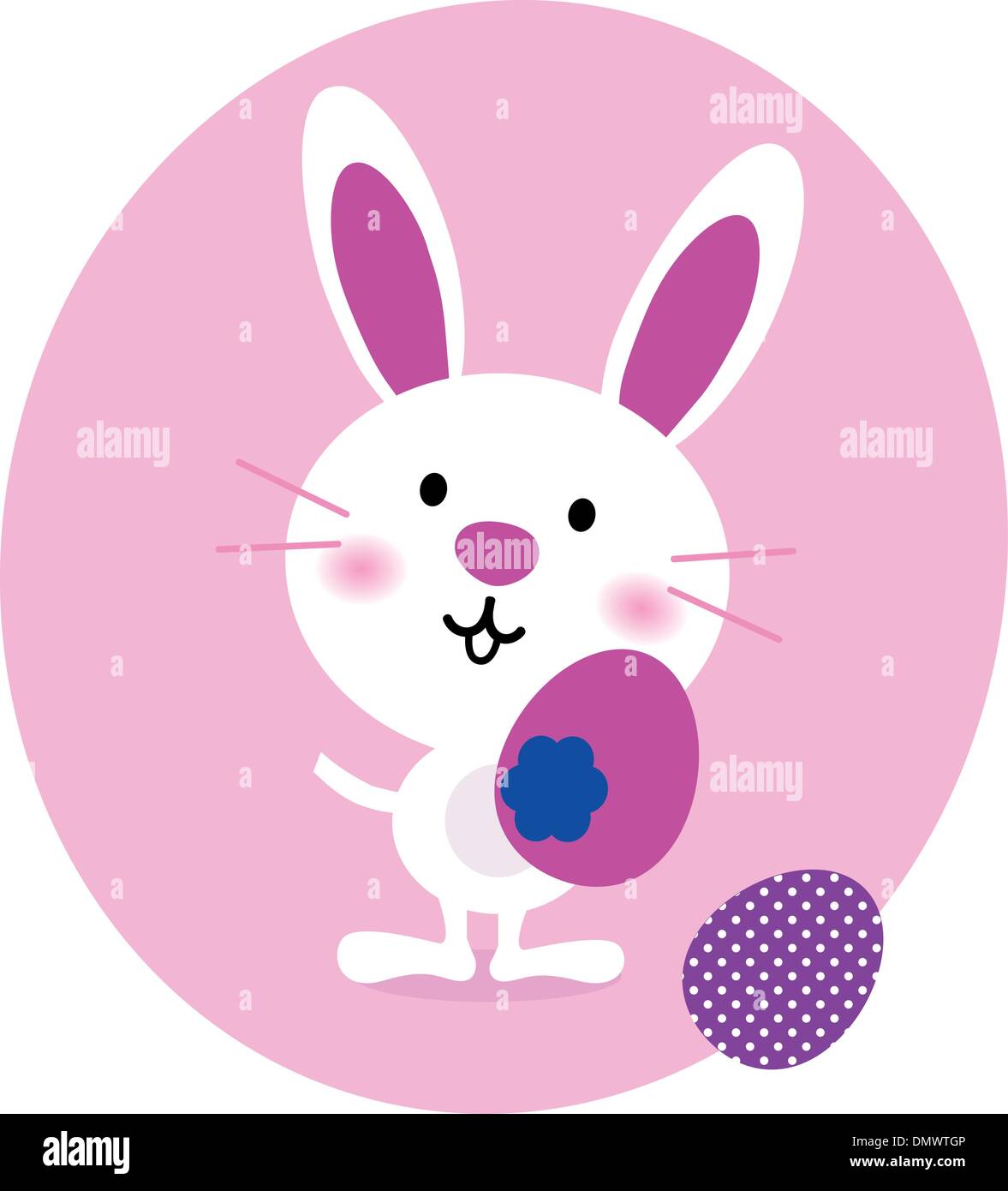 Cartoon Bunny with easter Eggs isolated on white Stock Vector