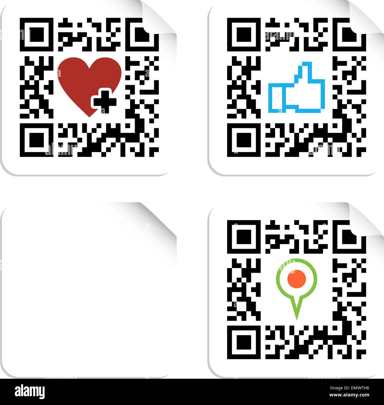 Set of QR codes with social media icons Stock Vector