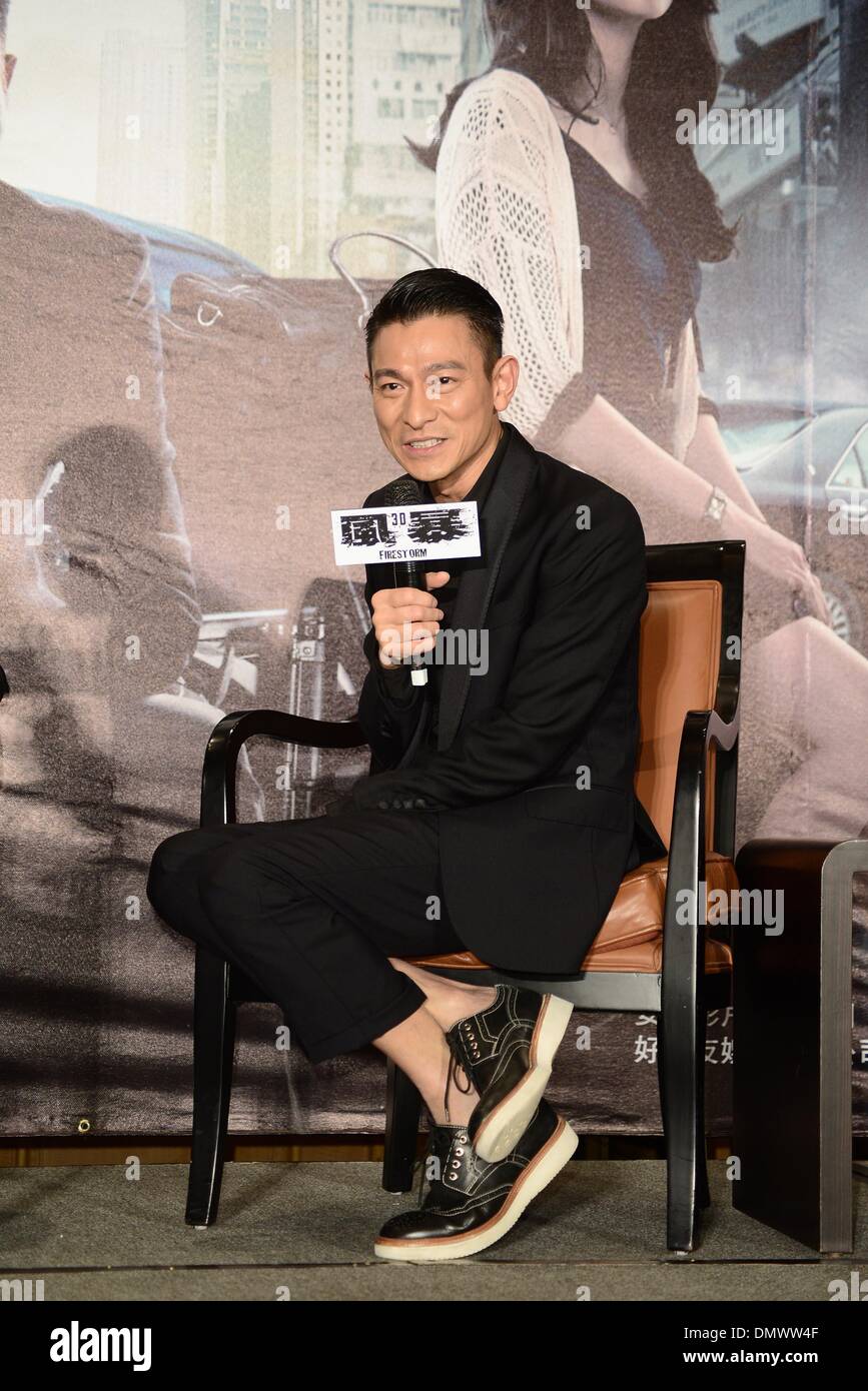 Taipei, China. 16th Dec, 2013. Cast member Andy Lau promotes film Firestorm in Taipei, China on Monday December 16, 2013. © TopPhoto/Alamy Live News Stock Photo