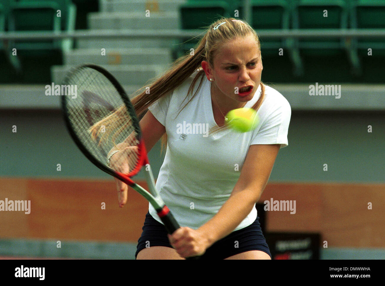Oct 05, 2000 Hong Kong, HONG KONG Tennis star JELENA DOKIC playing