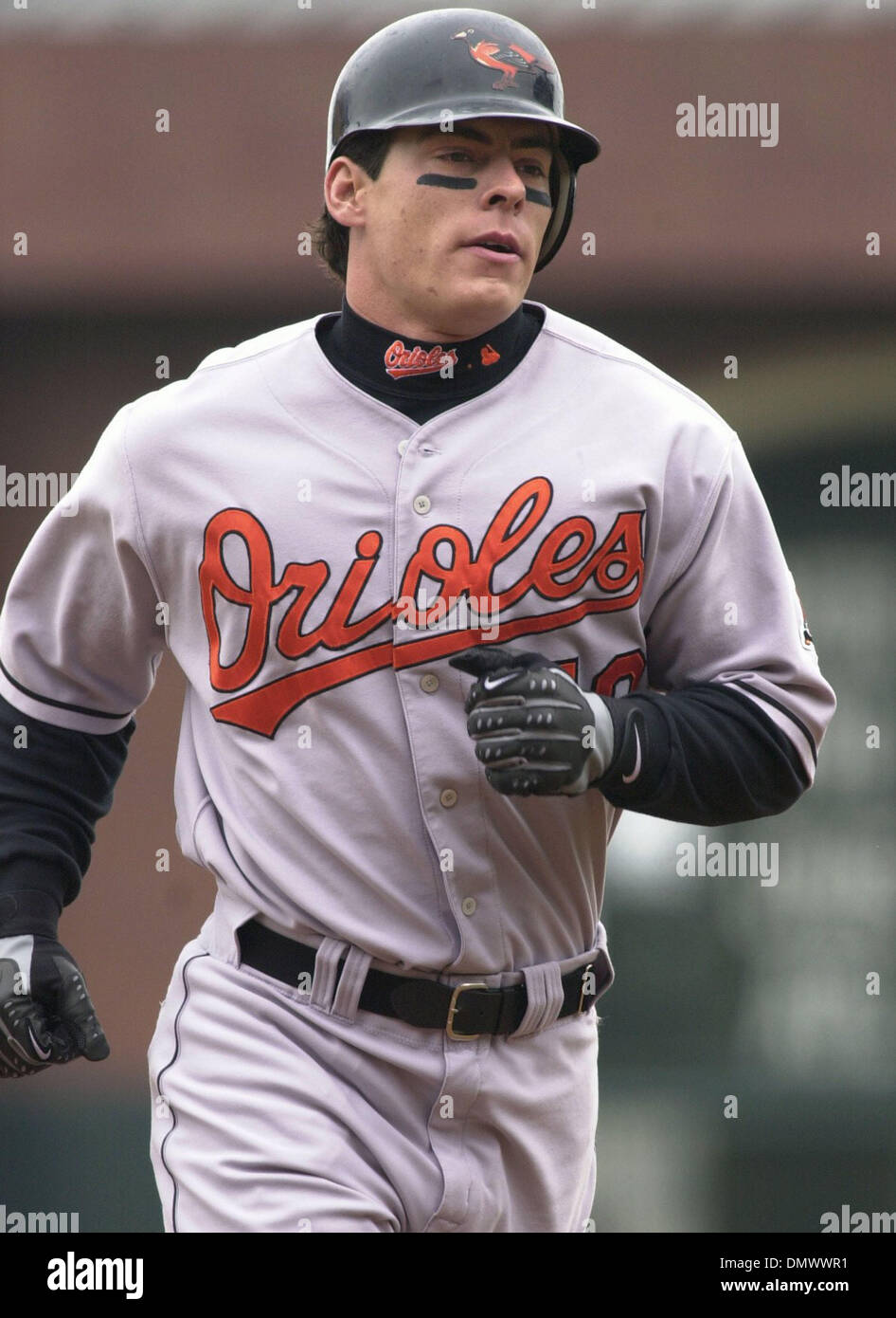 Jun 22, 2001; San Francisco, CA, USA; Baltimore's Marty Cordova hit a 2-run homer in the 2nd inning off Ryan Jensen of the San Francisco Giants at Pacific Bell Park in San Francisco, Calif. Saturday June 22, 2002. The Orioles won 4-2. Stock Photo