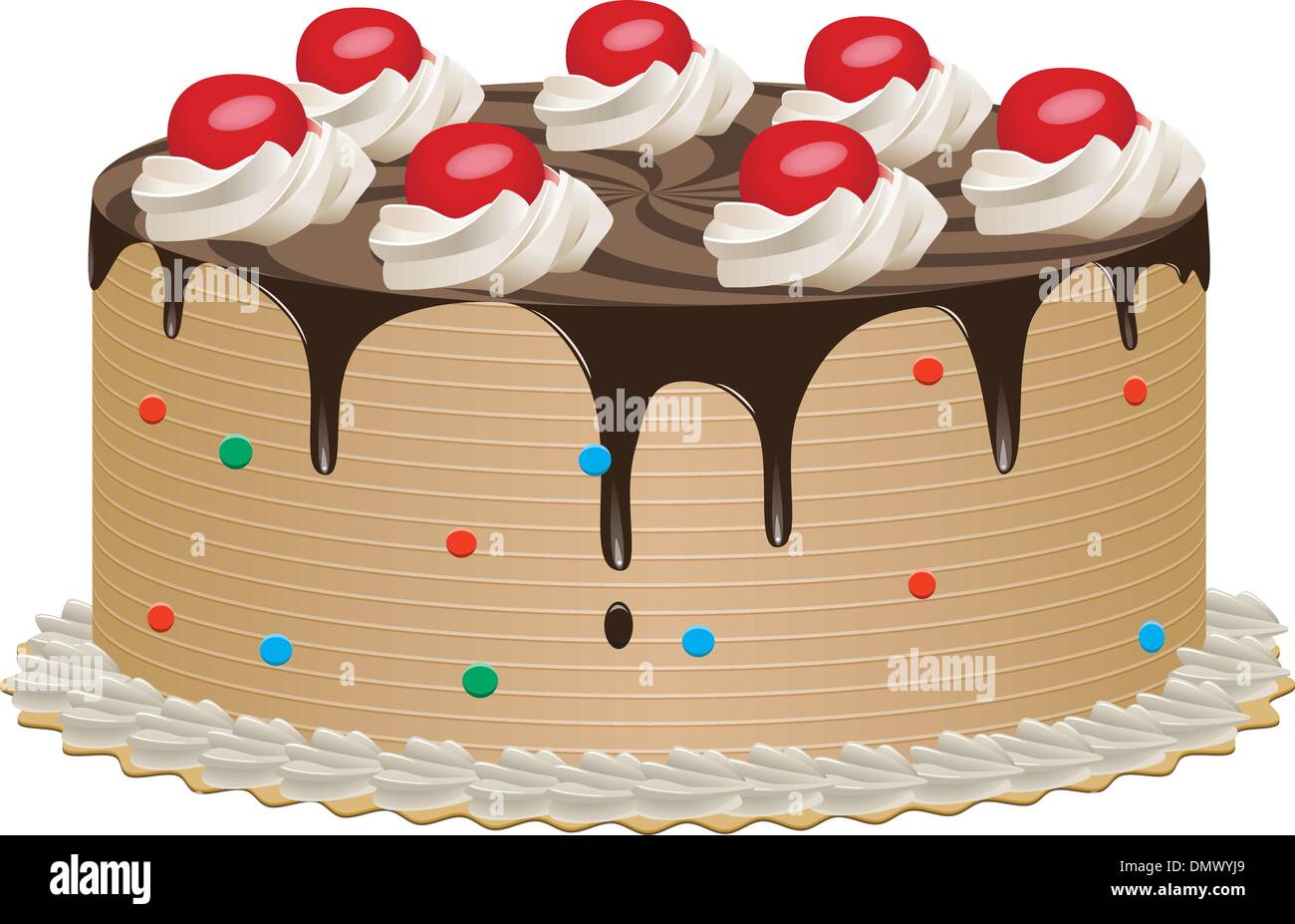 vector chocolate cake with cherries Stock Vector Image & Art - Alamy