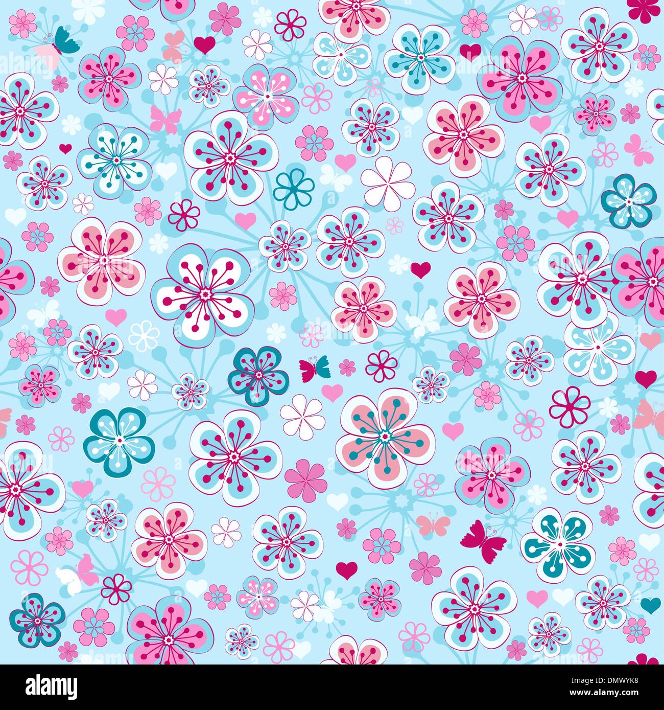 Seamless blue floral pattern Stock Vector Image & Art - Alamy