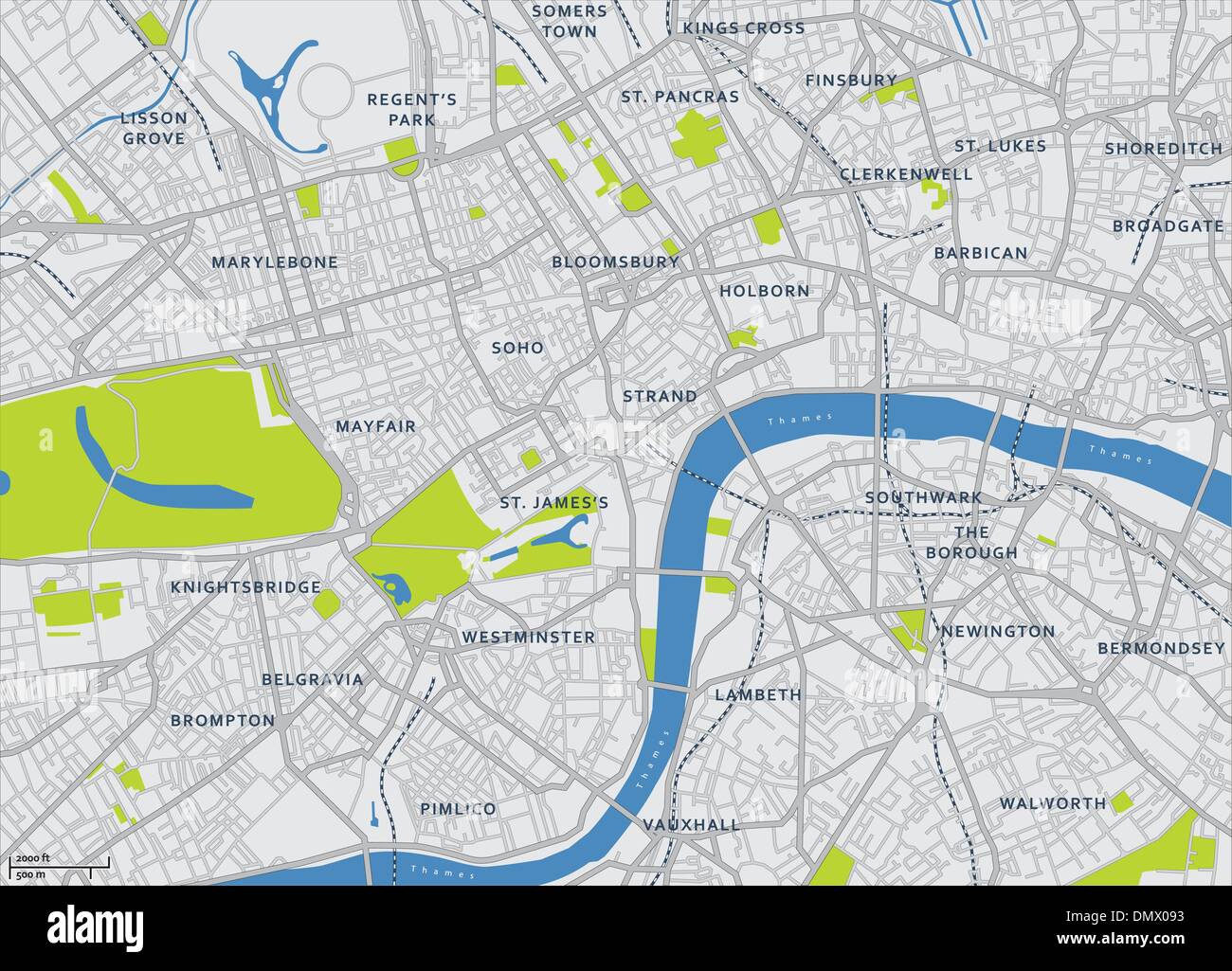 Central London Vector Map Stock Vector