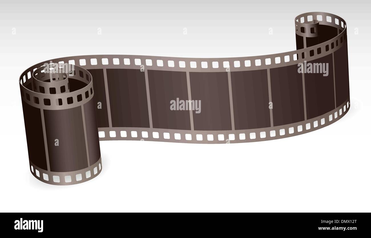twisted film strip roll for photo or video on white background v Stock Vector