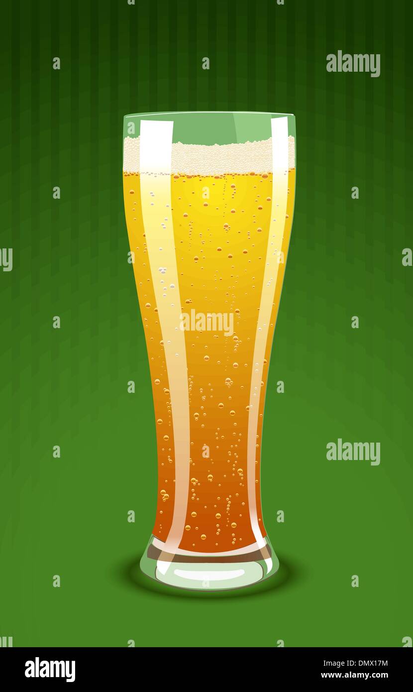 Vector illustration of a beer glass on green Stock Vector