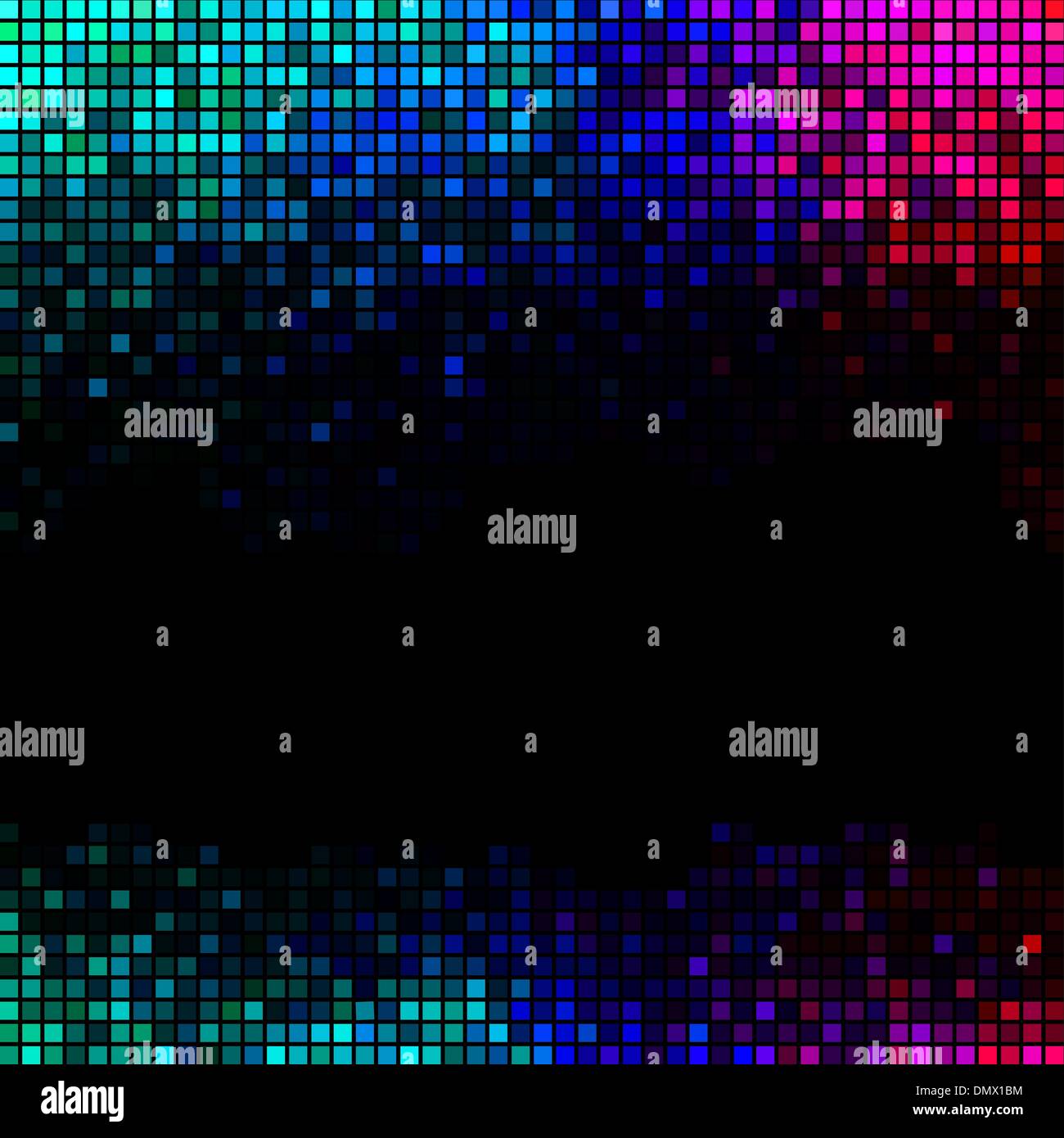Multicolor abstract lights disco background. Square pixel mosaic Stock Vector