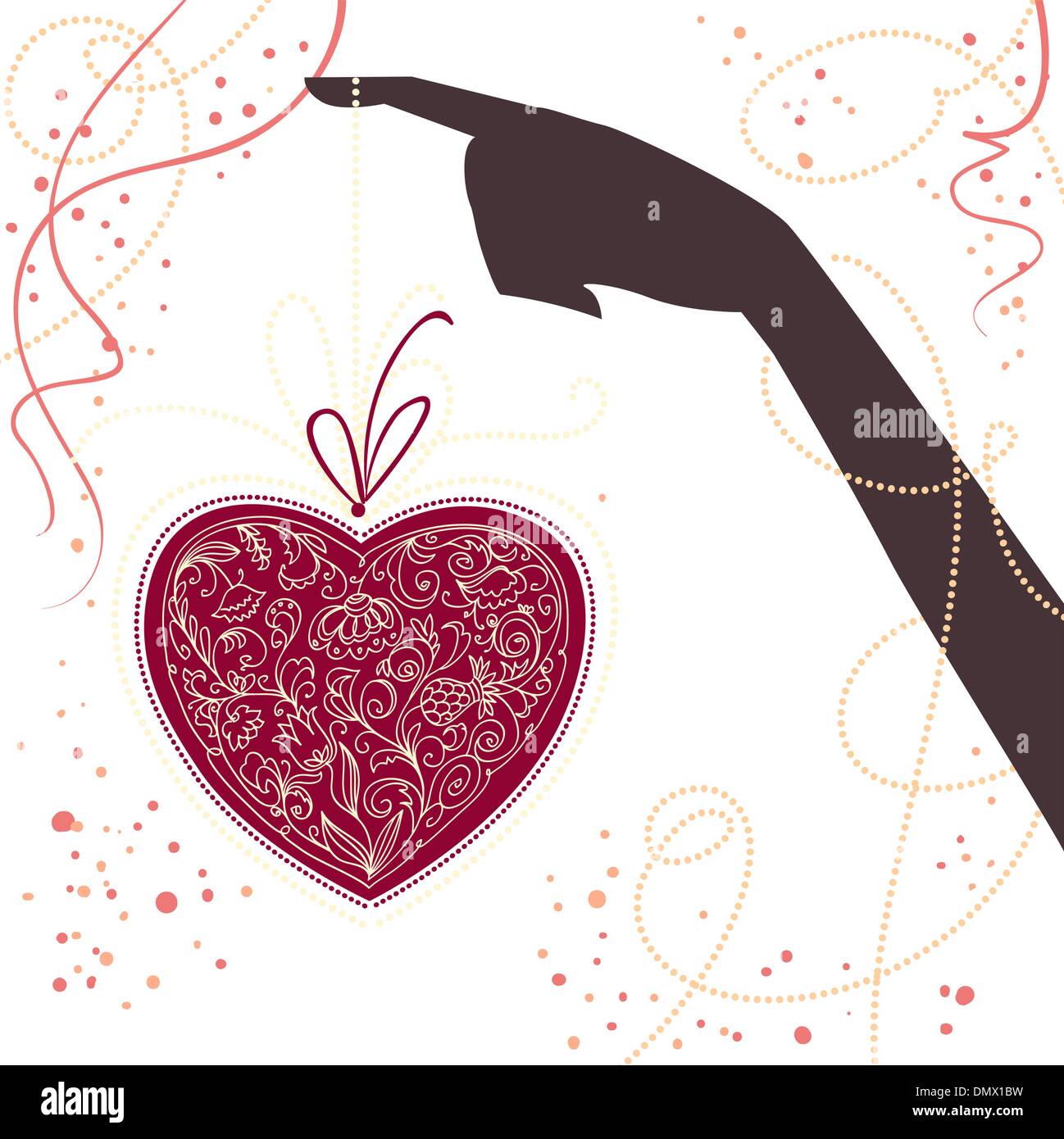 Vector background with hand and heart. Valentine's day card Stock Vector