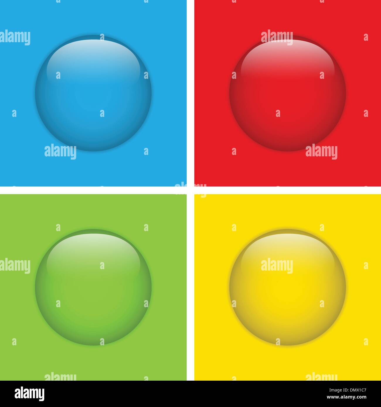 Set of Four Glass Circle Buttons Stock Vector
