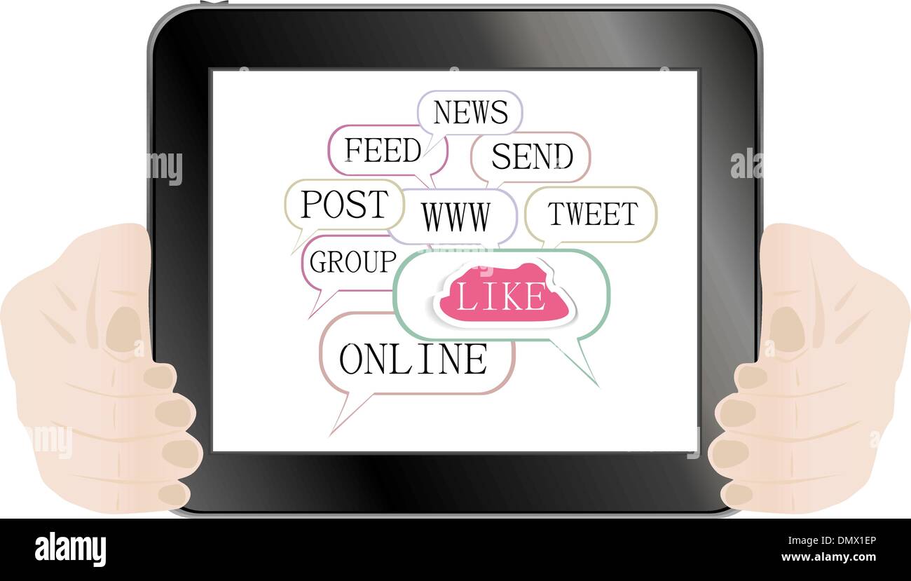 hands holding like cloud on tablet pc Stock Vector