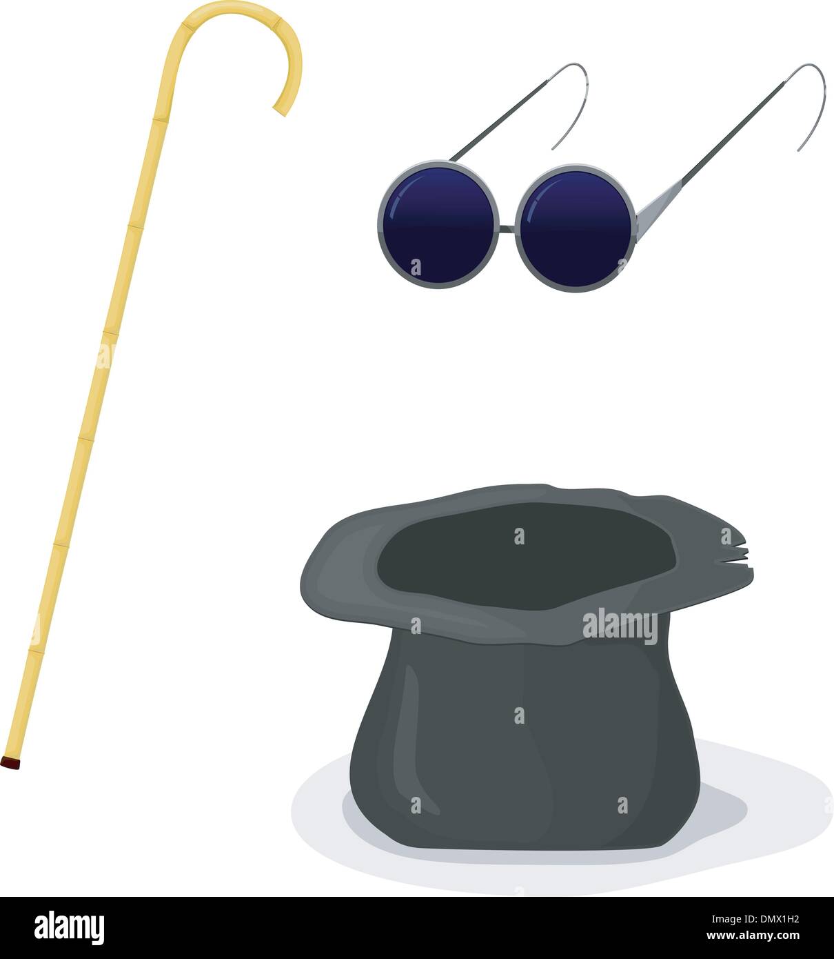 Hat, cane and glasses blind. EPS10 Stock Vector