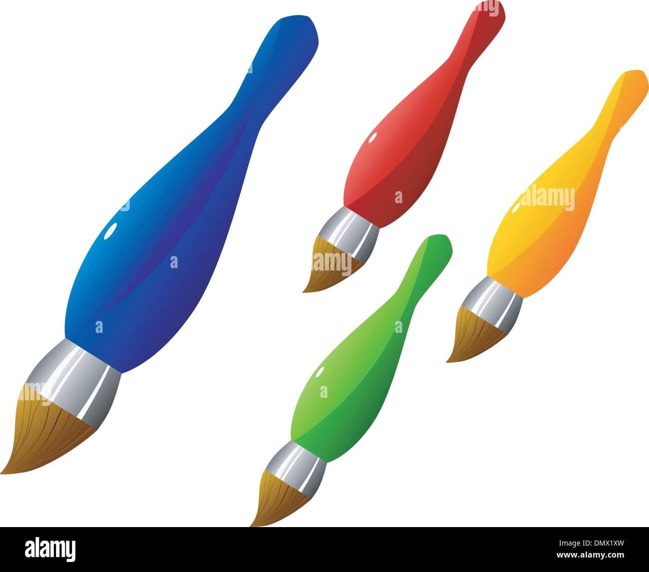 Collection of vector illustrations of color brushes Stock Vector Image