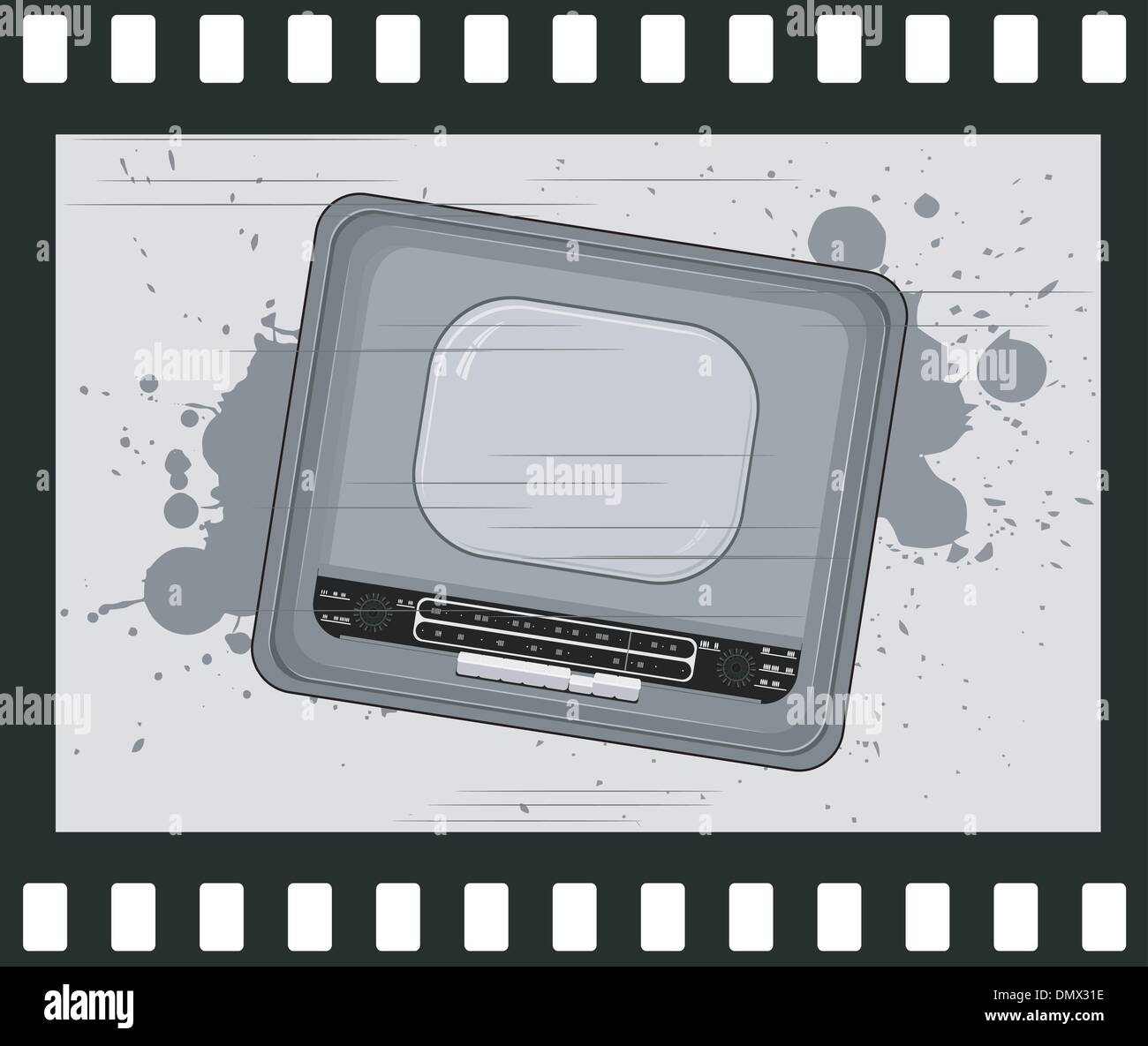 Vector illustration of old frame with old TV Stock Vector