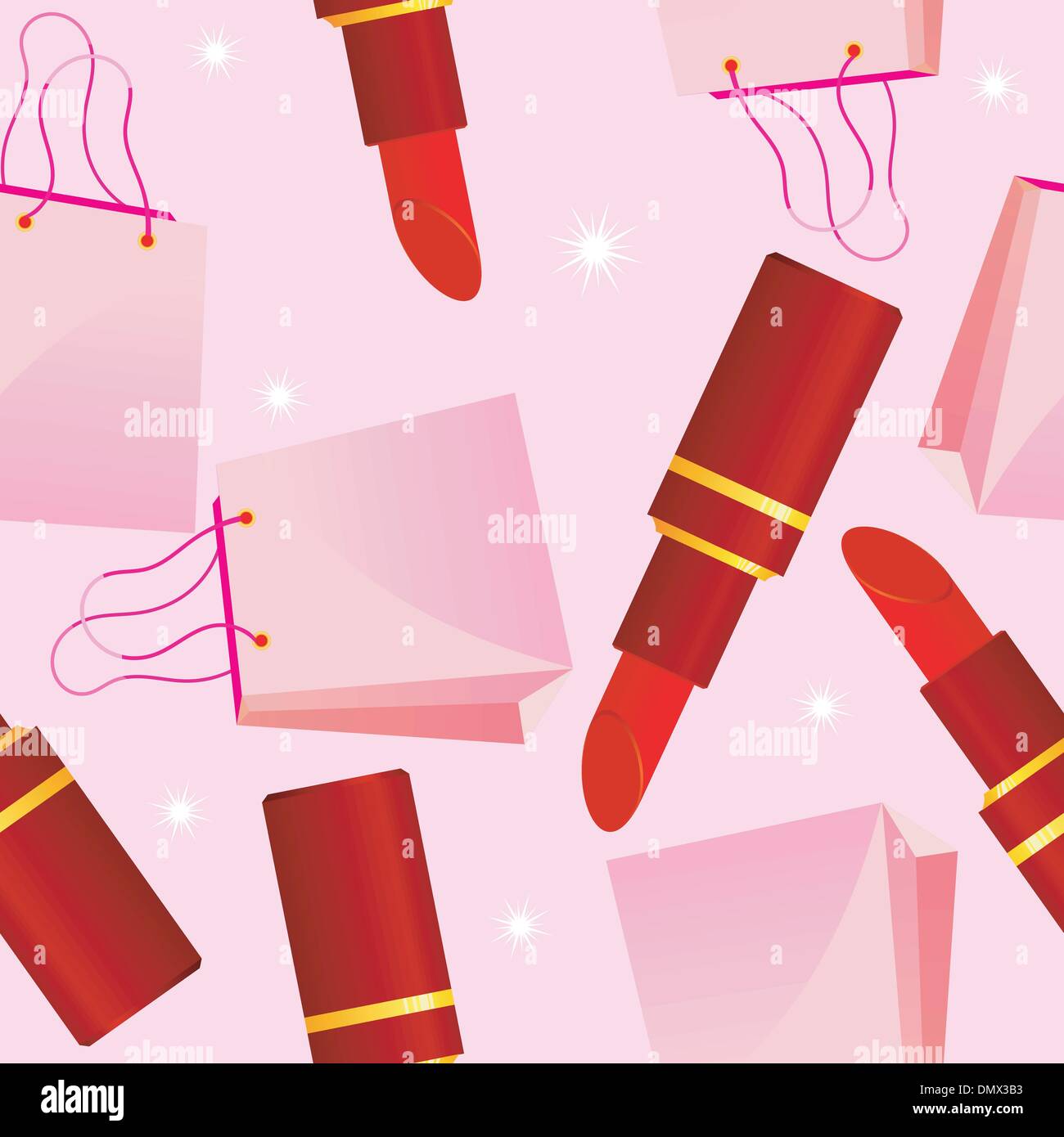 Seamless texture with lipstick and glamorous bag Stock Vector Image