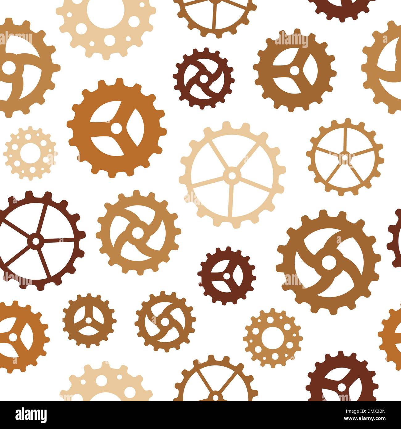 Different Gearwheels Seamless Background Stock Vector
