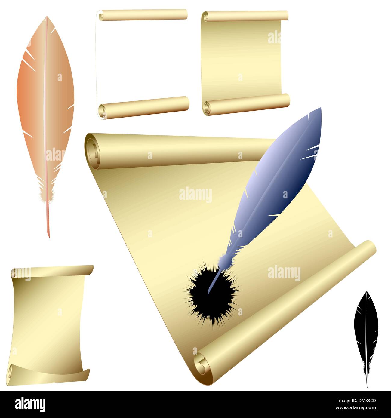 Nostalgic Impressions Feather Quill Pen & Ink Calligraphy Set with 4 Inks and Scroll - Made in Italy