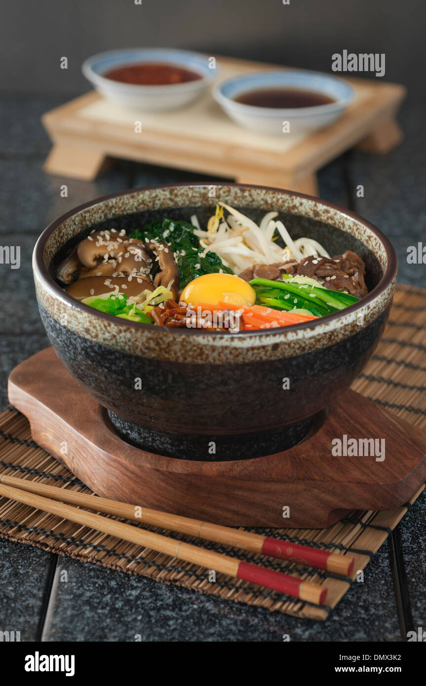 Bibimbap Korean rice and mixed vegetable dish Korea Food Stock Photo