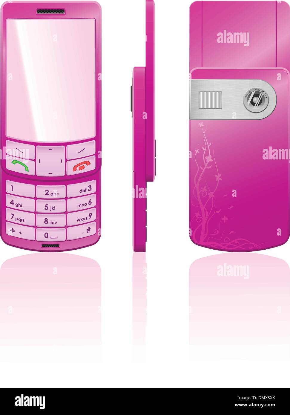 Vector illustration of a pink cellphone Stock Vector