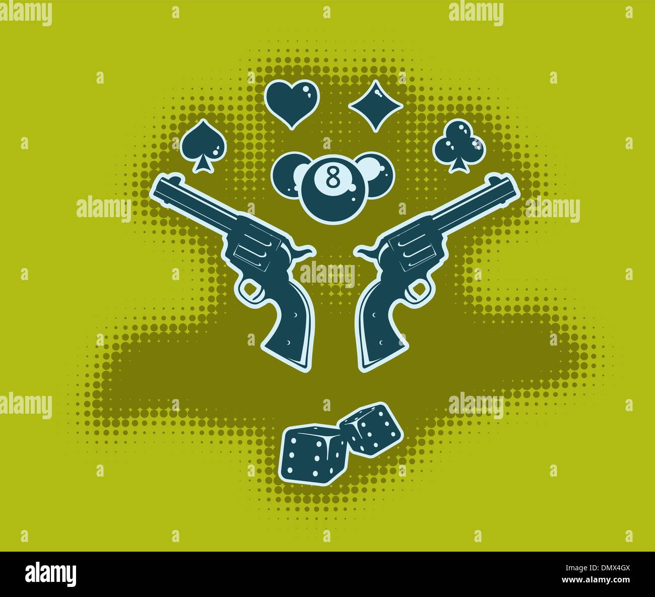 Vector stylish wallpaper with guns and ribbon Stock Vector