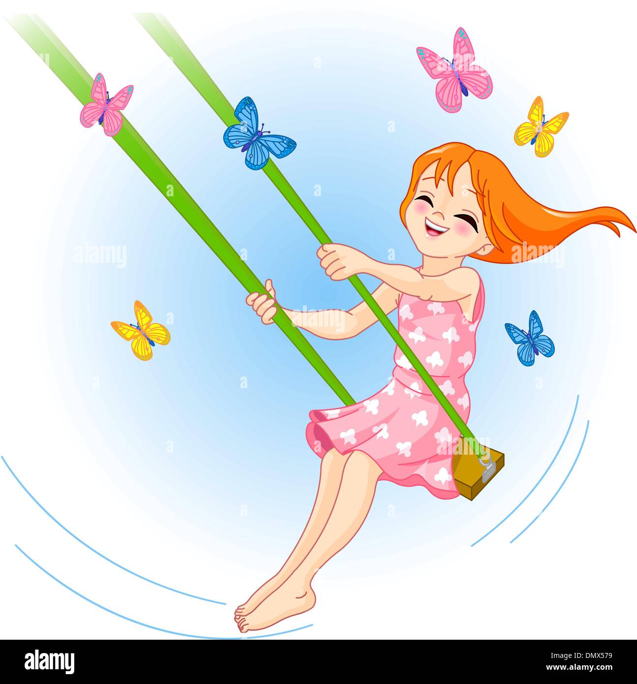 The lovely girl on a swing Stock Vector