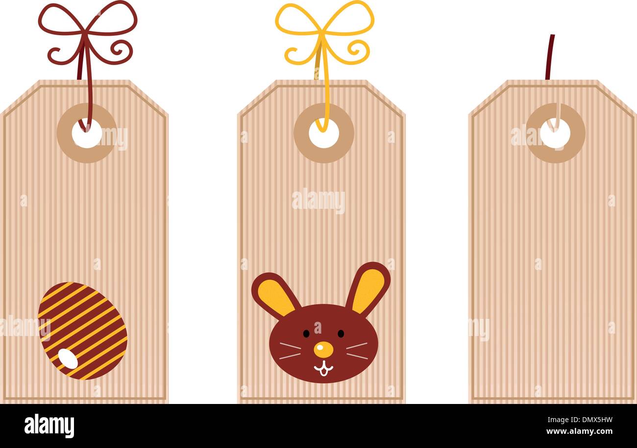 Retro easter labels set isolated on white Stock Vector