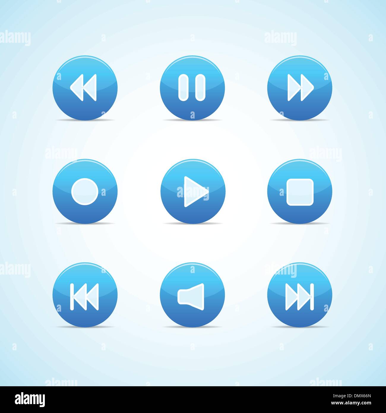 Set of round blue media player buttons Stock Vector Image & Art Alamy