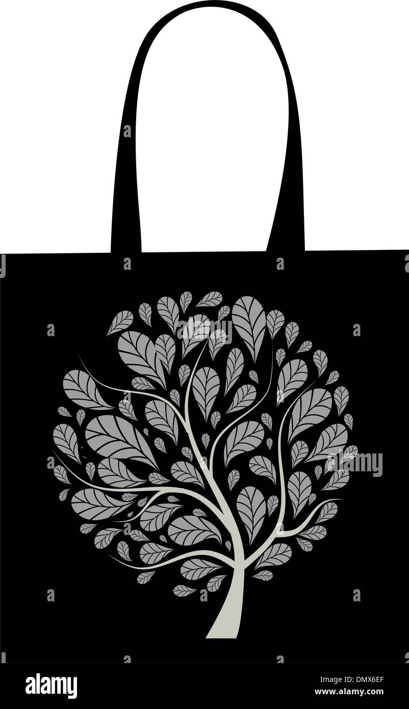 Shopping bag design, art tree Stock Vector