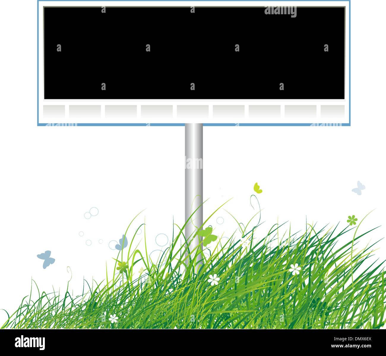 Billboard on green field background, place for your text Stock Vector