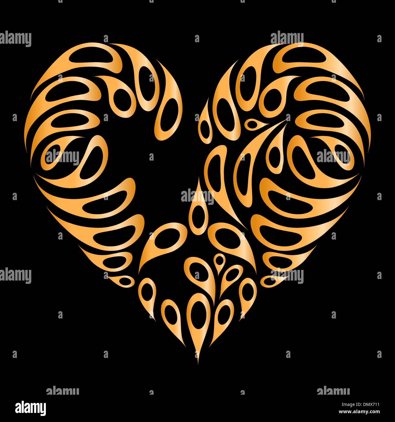 Heart shape golden on black for your design Stock Vector