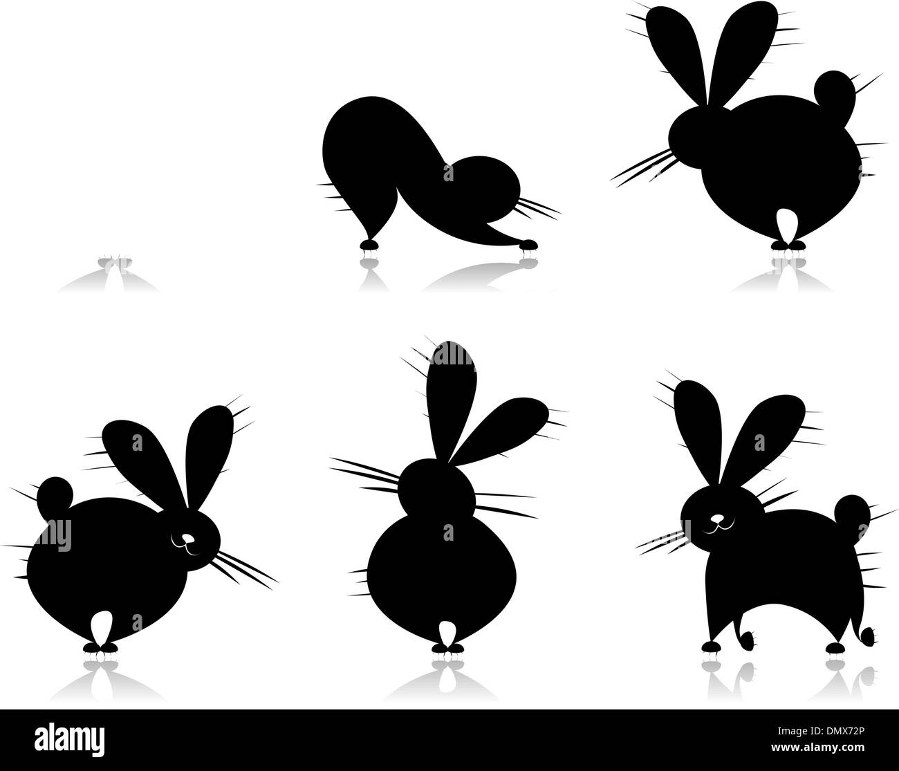 Funny rabbit's silhouettes for your design Stock Vector