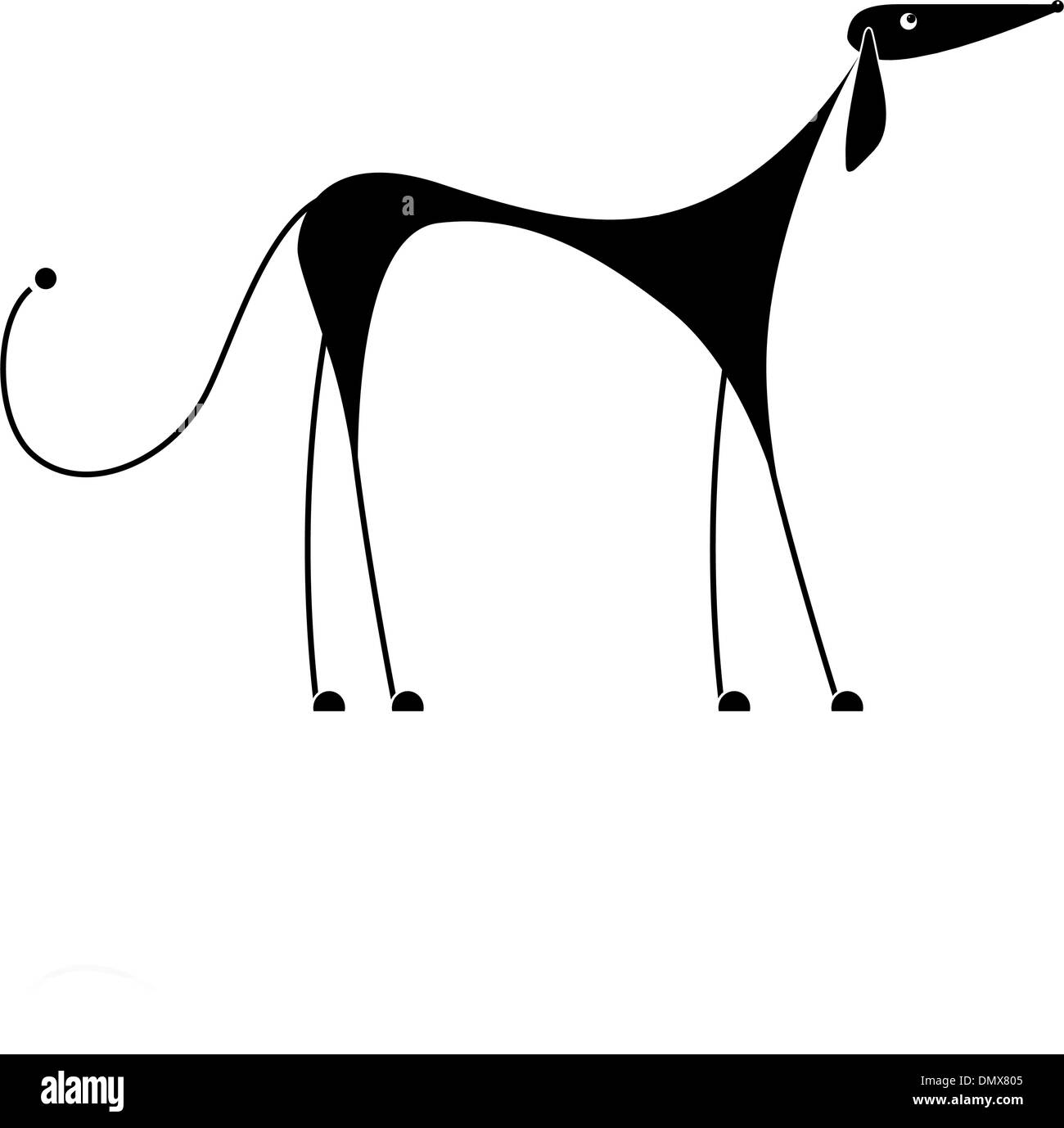Funny black dog silhouette for your design Stock Vector