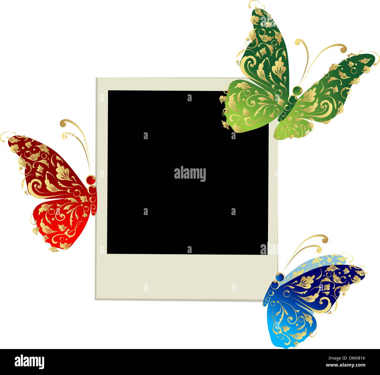 Photo frame design with butterfly decoration Stock Vector Image & Art