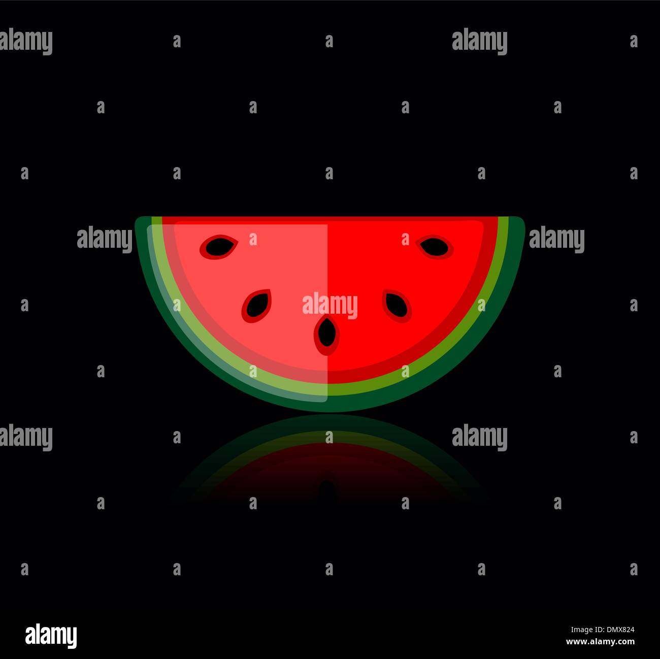 Piece of watermelon on black for your design Stock Vector