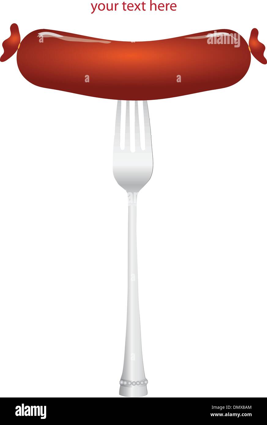 Sausage on a fork Stock Vector