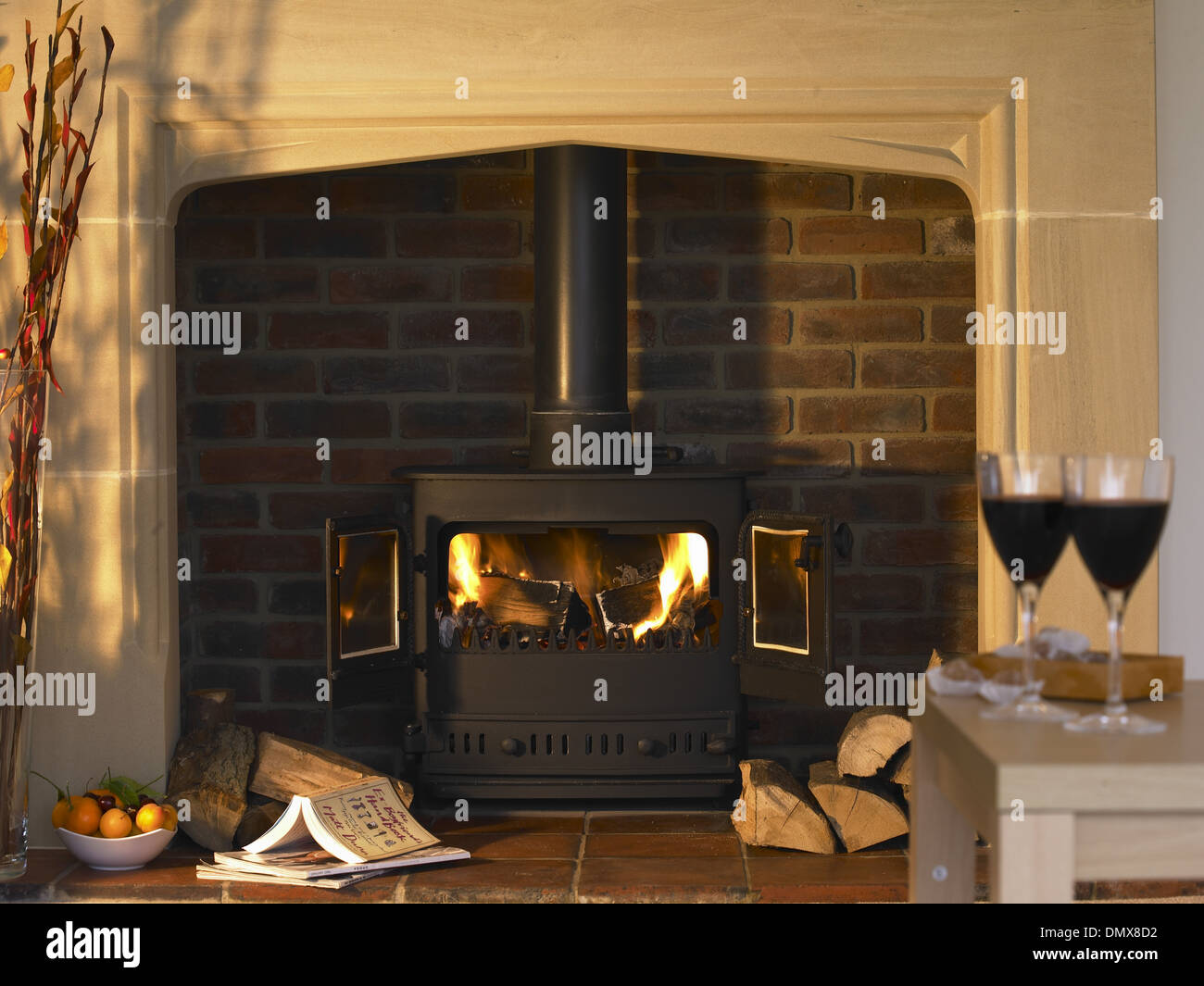 Wood burning Stove Stock Photo - Alamy