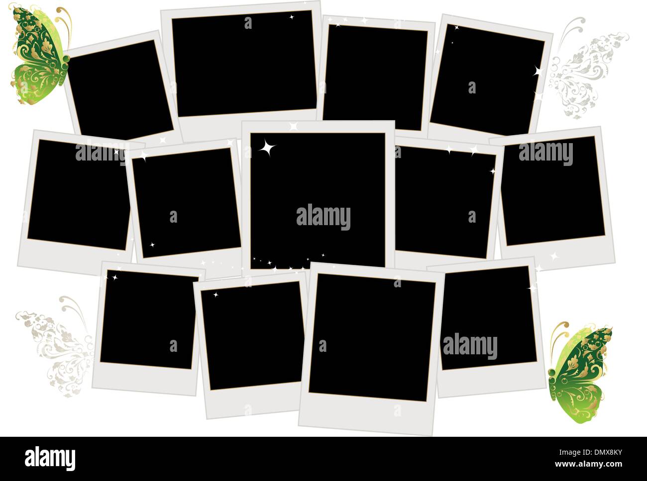 Frames collage with butterfly decoration hires stock photography and