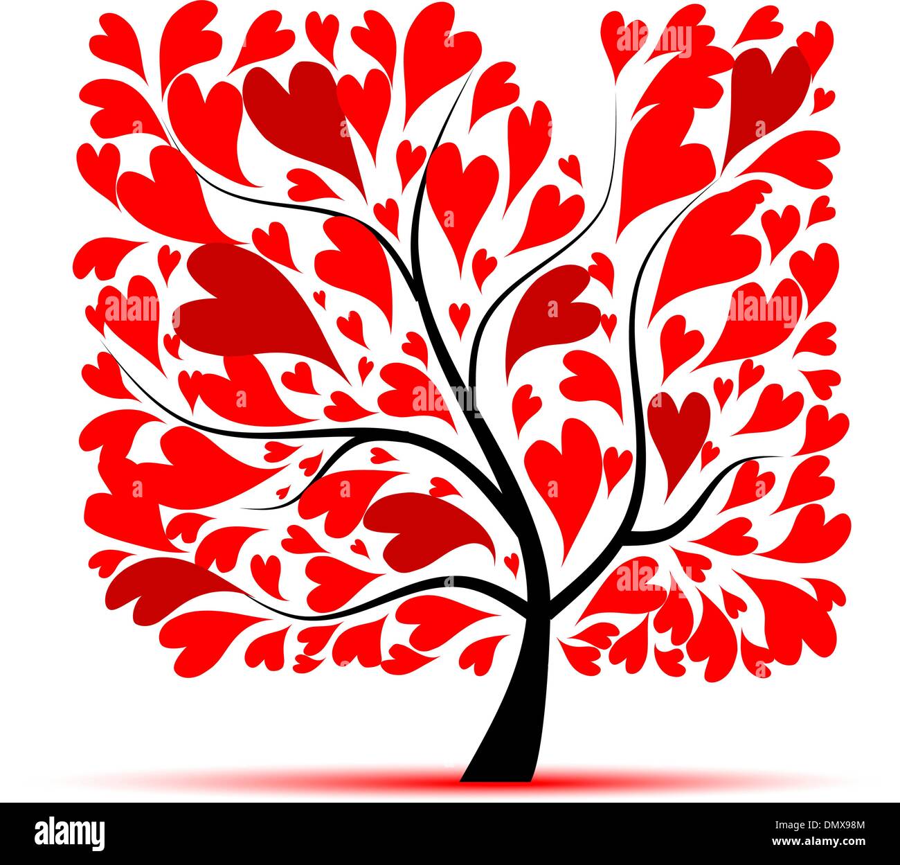 Valentine tree, love, leaf from hearts Stock Vector