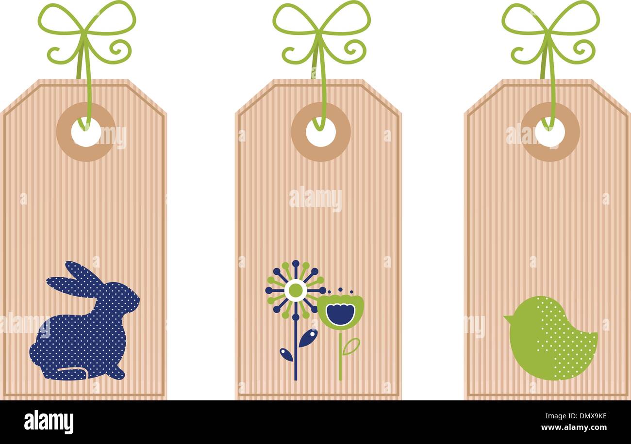 Retro easter labels isolated on white Stock Vector
