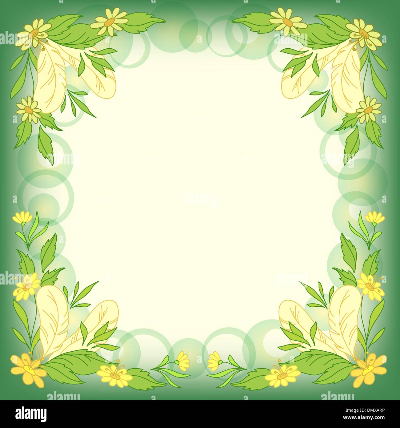 Background: leaves, flowers and feathers Stock Vector