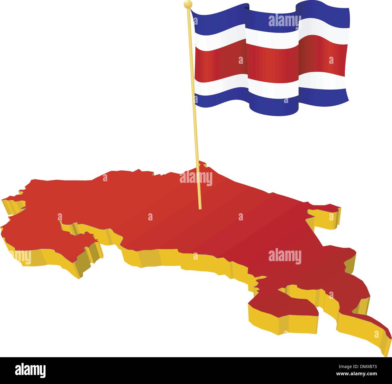 threedimensional image map of Costa Rica with the national flag Stock Vector Image & Art Alamy