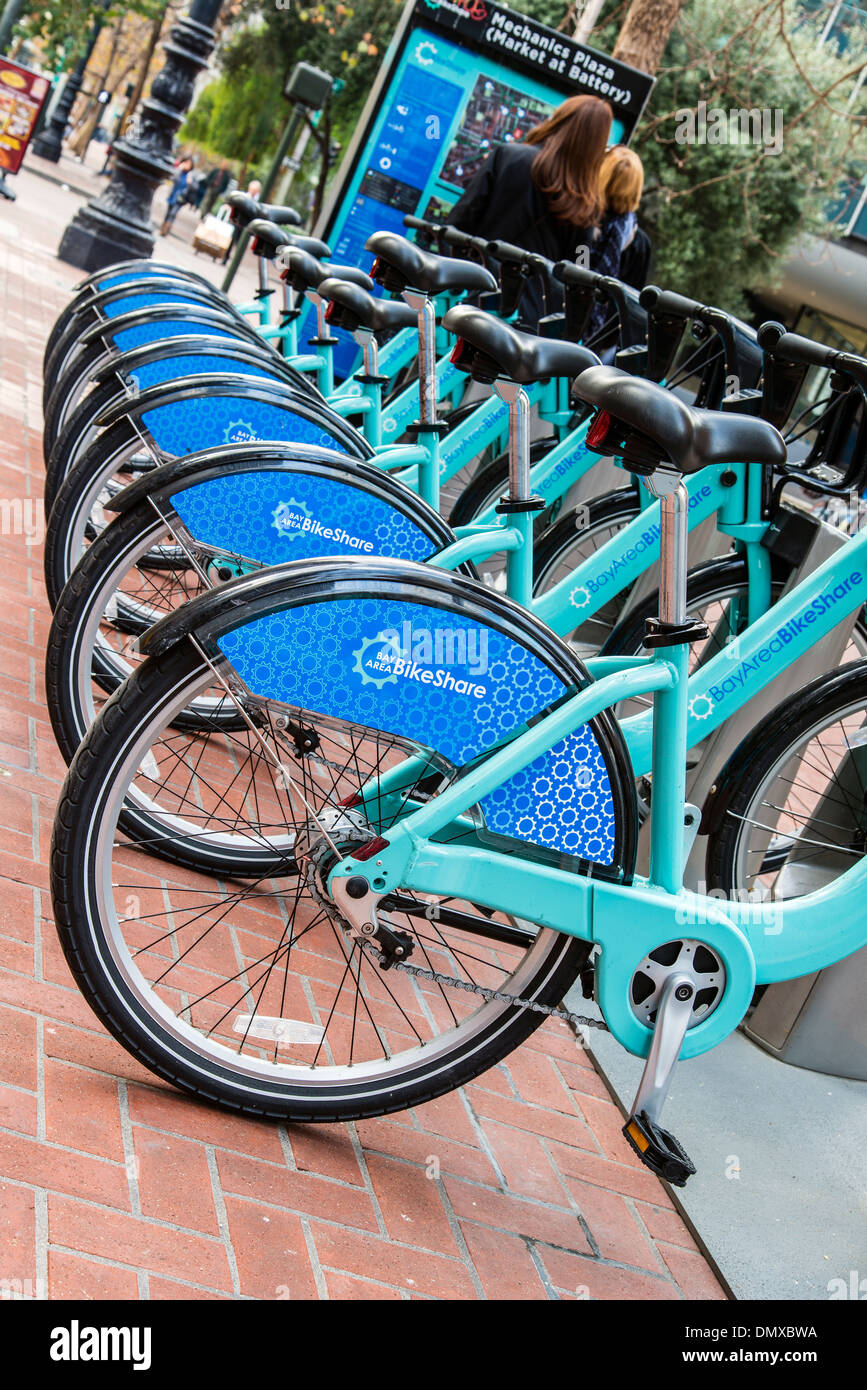 Bay Area Bike Share station in Market Street, San Francisco, California, USA Stock Photo