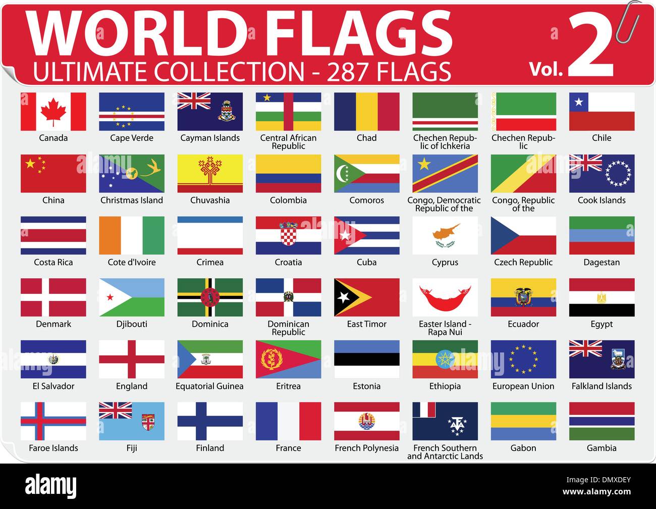 World Flags - Ultimate Collection - 287 flags - Volume 2 Stock Vector