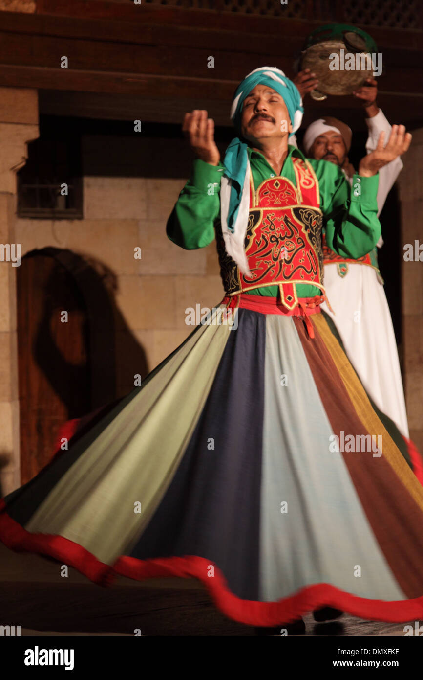 Tanoura Dance show Cairo. Spiritual Nirvana of dervish in Egypt Stock