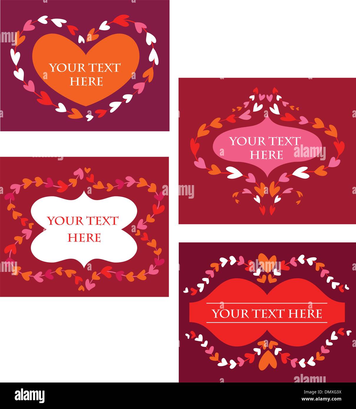 decorative vector retro  frames with hearts Stock Vector